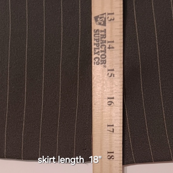 VTG 90 USA Gorpcore Goth Black Pin Stripe Suit Blazer Mini Skirt 3/4 Long Sleeve - Picture 14 of 16